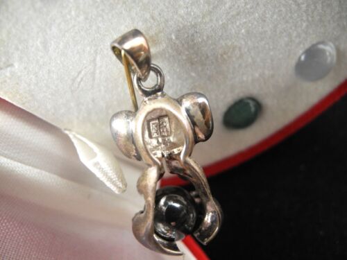 Elefante colgante/dije de plata esterlina 925 con 9 piedras preciosas intercambiables - Imagen 4 de 5