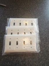 NEW Log Of 3 Light Switch Covers for 4-Gang Toggle Switches, White Plastic