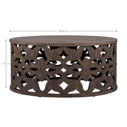 Mesa de centro mesa auxiliar sofá madera de mango mesa de madera 100x45 cm WOMO-Design® - Imagen 5 de 6