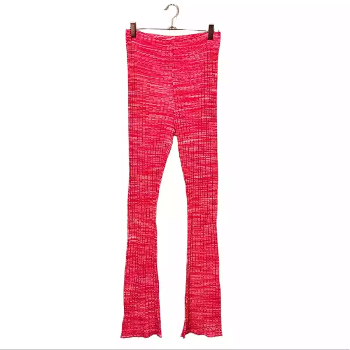 Zara Ribbed Flare Leggings Pink Size Medium