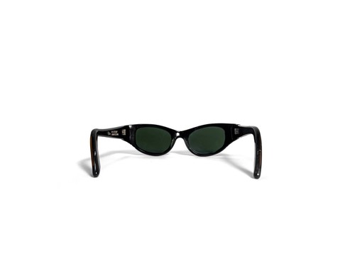 Vintage 1950s May Optical Cat Eye Sunglasses Hand Carved Green Lens 46-20 - Picture 3 of 4