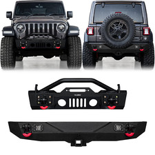 Vijay For 2018-2024 Jeep Wrangler Jl Steel Frontrear Bumper Wwinch Platelight