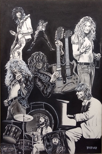 RARE Led Zeppelin Classic Rock Band 24x36 in. Signed RARE Led Zeppelin Classic Rock Band 24x36 in. Signed