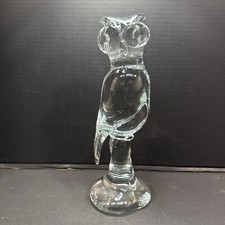 Owl Figurine 13" Murano Hand Blown Art Glass Vintage MCM 1960s