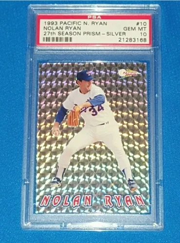NOLAN RYAN 1993 PACIFIC N RYAN 27th SEASON #10 PRISM-SILVER HOF PSA 10 🔥BEAUTY