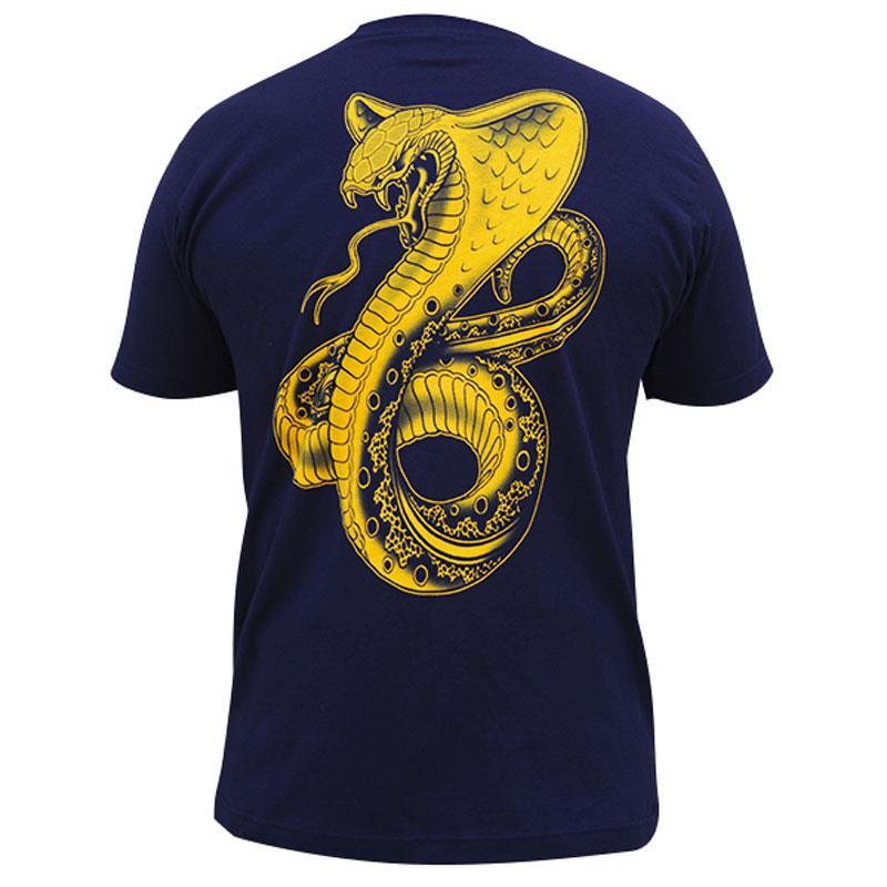 Golden Cobra by Tim Hendricks Men's Navy Blue Tee Shirt Tattoo Art