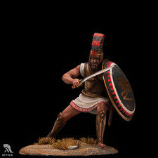 Guerriero greco, soldatino giocattolo in latta dipinto 54 mm V secolo prevend...