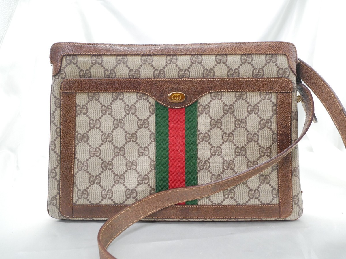 ショルダーバッグ Gucci Gg Supreme Fabric Crossbody Bag Authentic GUCCI GG Supreme Sherry Line Brown Shoulder Bag