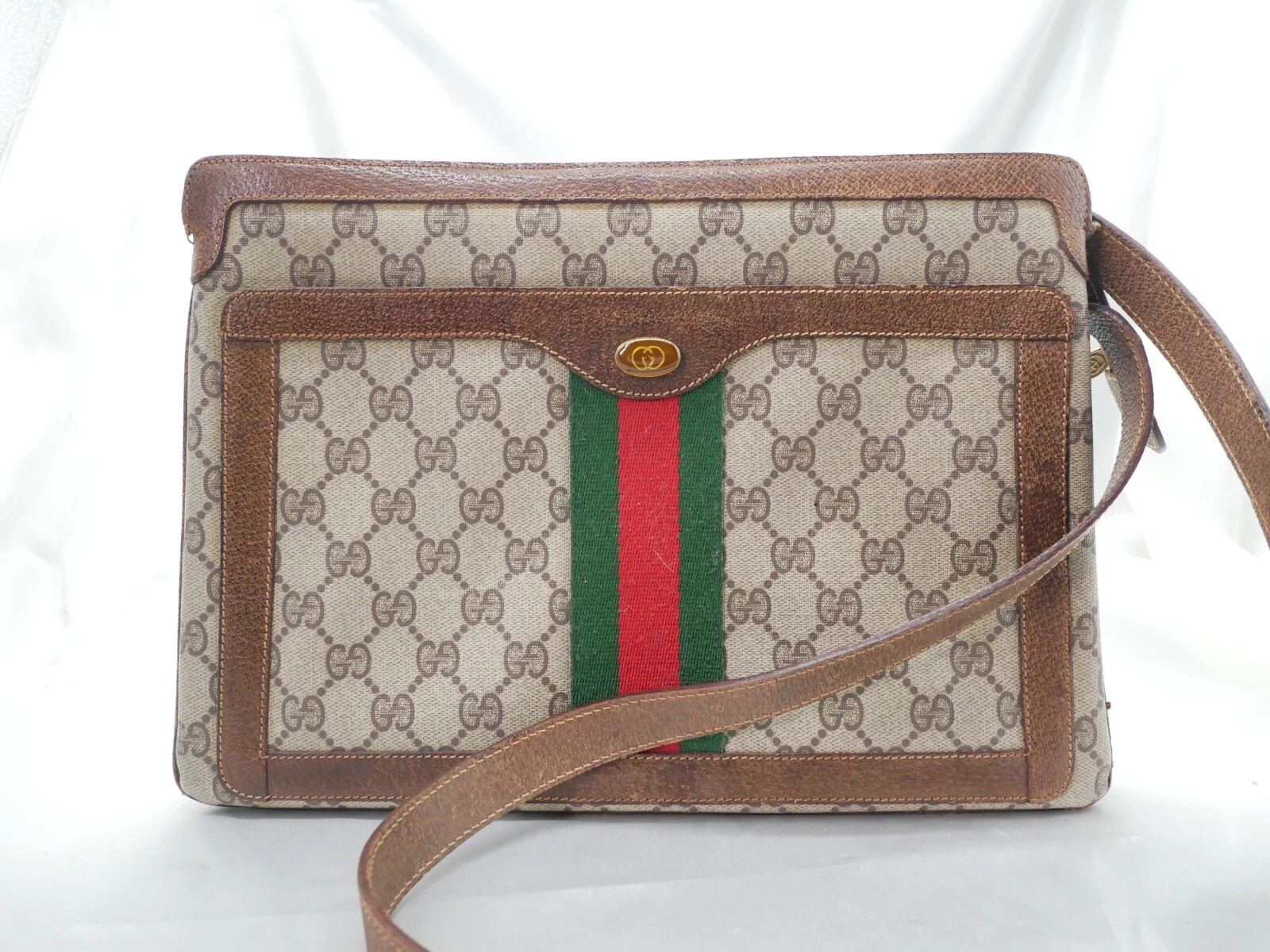 Authentique sac à bandoulière GUCCI GG Supreme Sherry Line marron #6141P