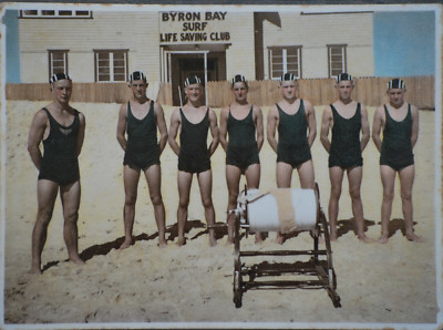 Byron Bay surf  Vintage Life Saving Australia Print Poster  art Glass Frame 
