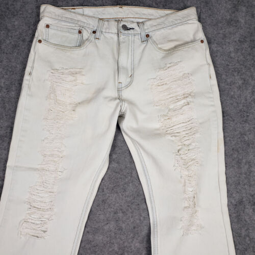 Levis 511 Jeans Mens 34x30 Denim Pants Bleached Acid Wash Distressesd - Picture 4 of 11