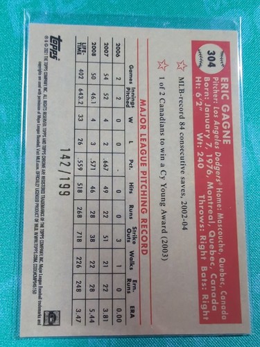 2021 Chrome Platinum Anniversary Eric Gagne Blue Refractor 142/199! LA Dodgers - Picture 2 of 3