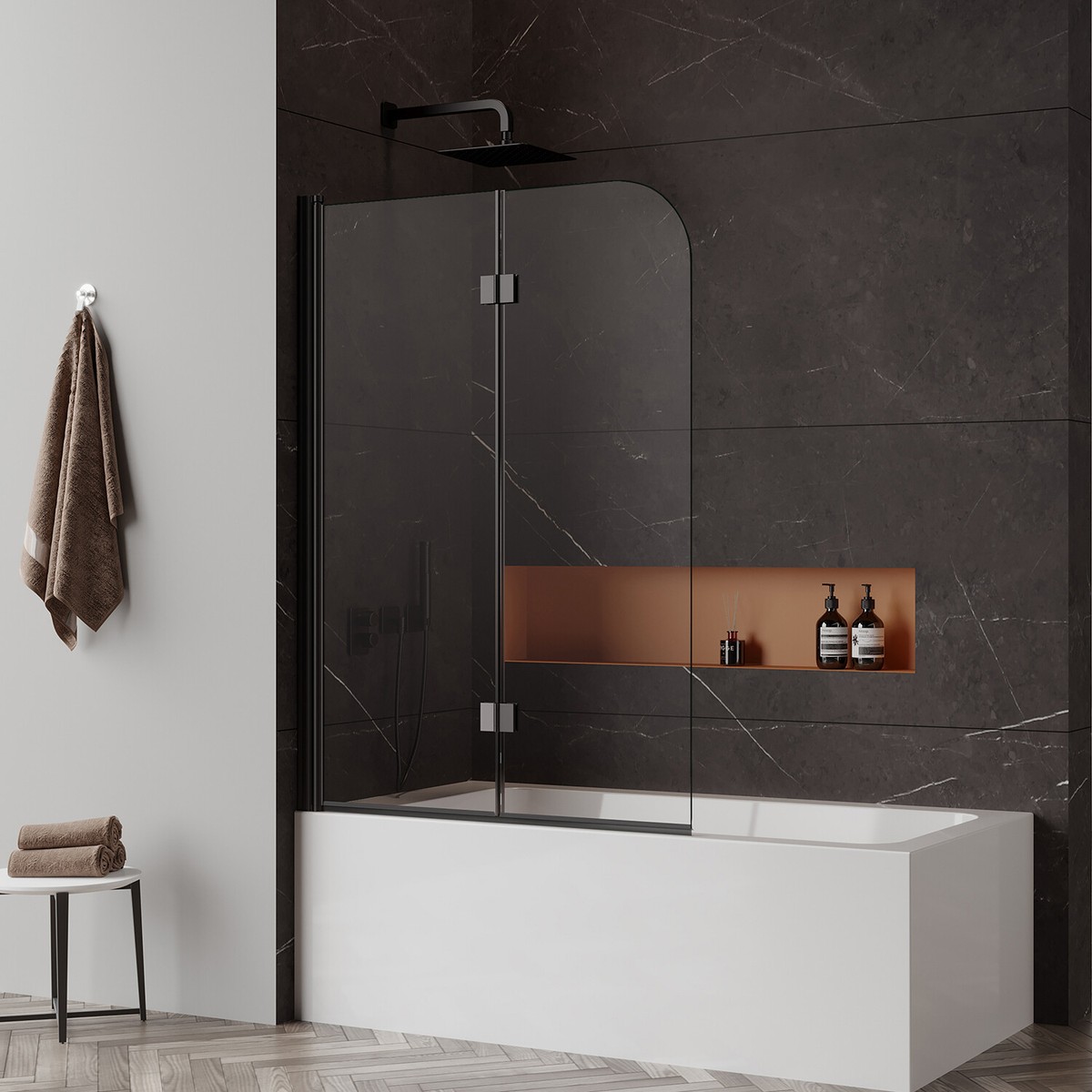 Badewannenaufsatz 2 Teilig Badewanne Faltbar Glas Badewannenfaltwand Duschwand