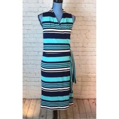 ann taylor dress blue Ann Taylor Loft Blue and White Stripped Dress with Straps Size 8 SKU 0 –  Designers On A Dime main image 0