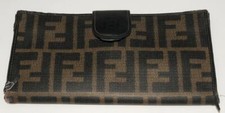 FENDI  Signature Zucca F Design - Blk Brown Bi Fold WALLET VINTAGE  AS IS