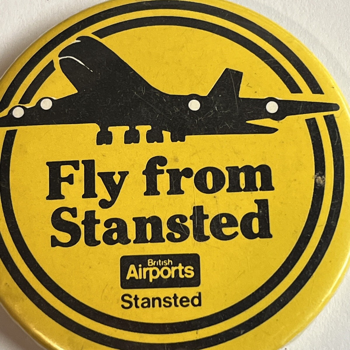 Collectible pin badge Fly From Stansted Airline British Airport