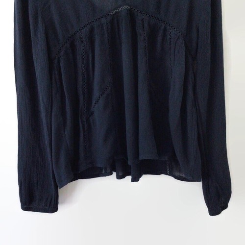 Abercrombie & Fitch Women's Top Size Small Navy Blue Long Sleeve Boho V Neck - Picture 7 of 11