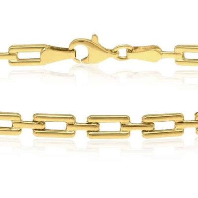 10K Echt Gold 4mm Hohl Deko Armband 7''