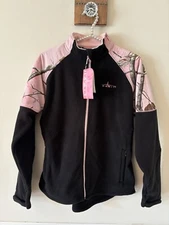 NWT Habit Womens Size Small Realtree Black Pink Camo Fleece Jacket Zip Front