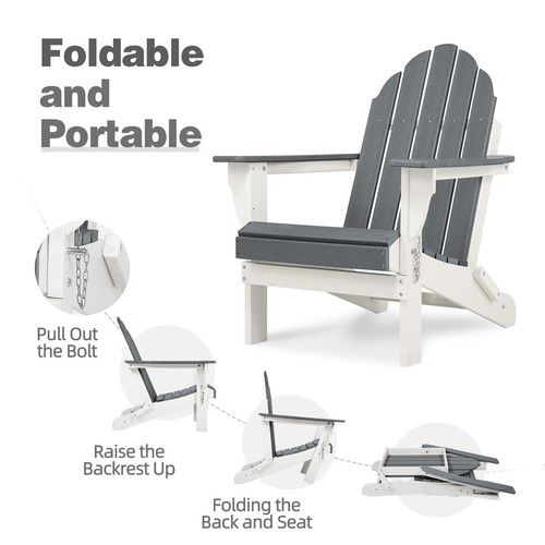 Aoodor HDPE Folding Adirondack Chair Outdoor Patio All-Weather Fire Pit Chairs - Picture 14 of 41