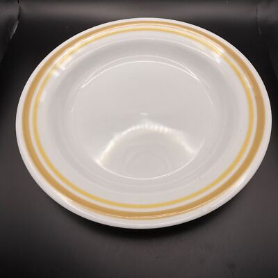 Corelle By Corning Almond Set of 4 Soup Bowls White  Tan Yellow Trim 8.5 -A