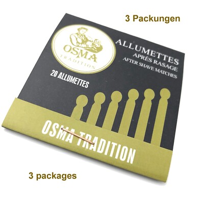 3x20 Blutstiller im Streichholzheft OSMA TRADITION Alaunstift Aftershave FRANCE