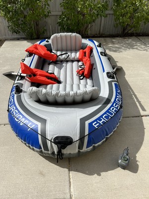 Intex Excursion 4 Inflatable Rafting Fishing 4 Person Boat Set - 68324EP