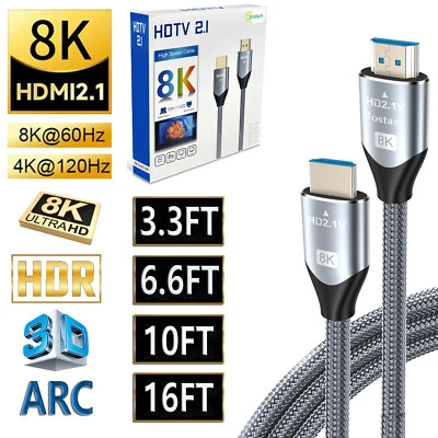 JOSTART 8K 2.1 HDTV HDMI Cable 8K@60Hz, 4K@120Hz, 48Gbps,3D Dolby HDCP,HDR