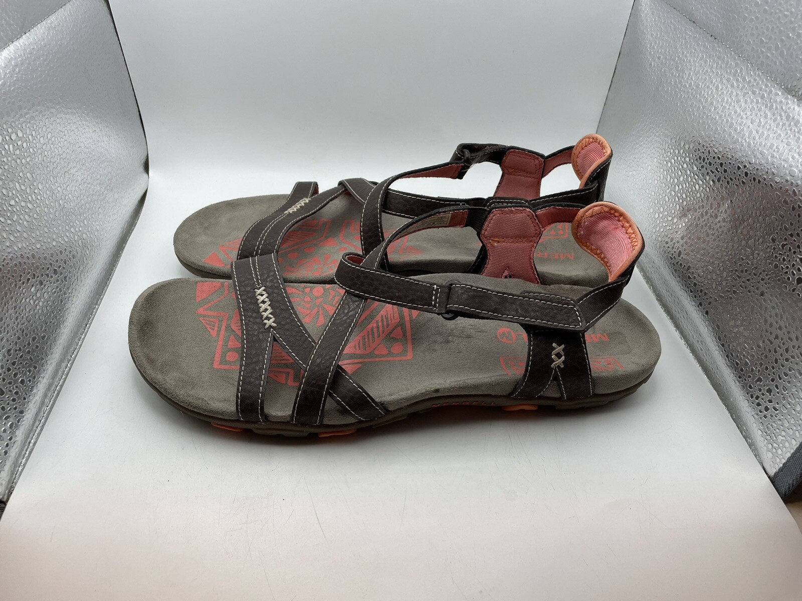 MERRELL Sandali da donna rosa marrone color sabbia cacao cinturino taglia 10