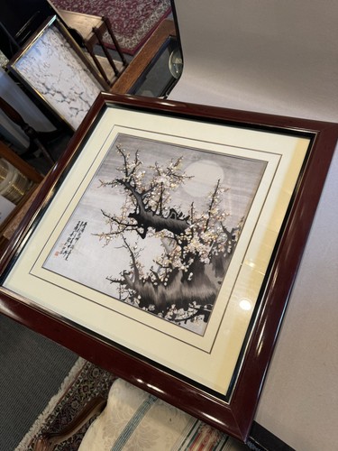 Vintage Framed and Signed Chinese Embroidered Textile Wall Hanging Art - Picture 2 of 10
