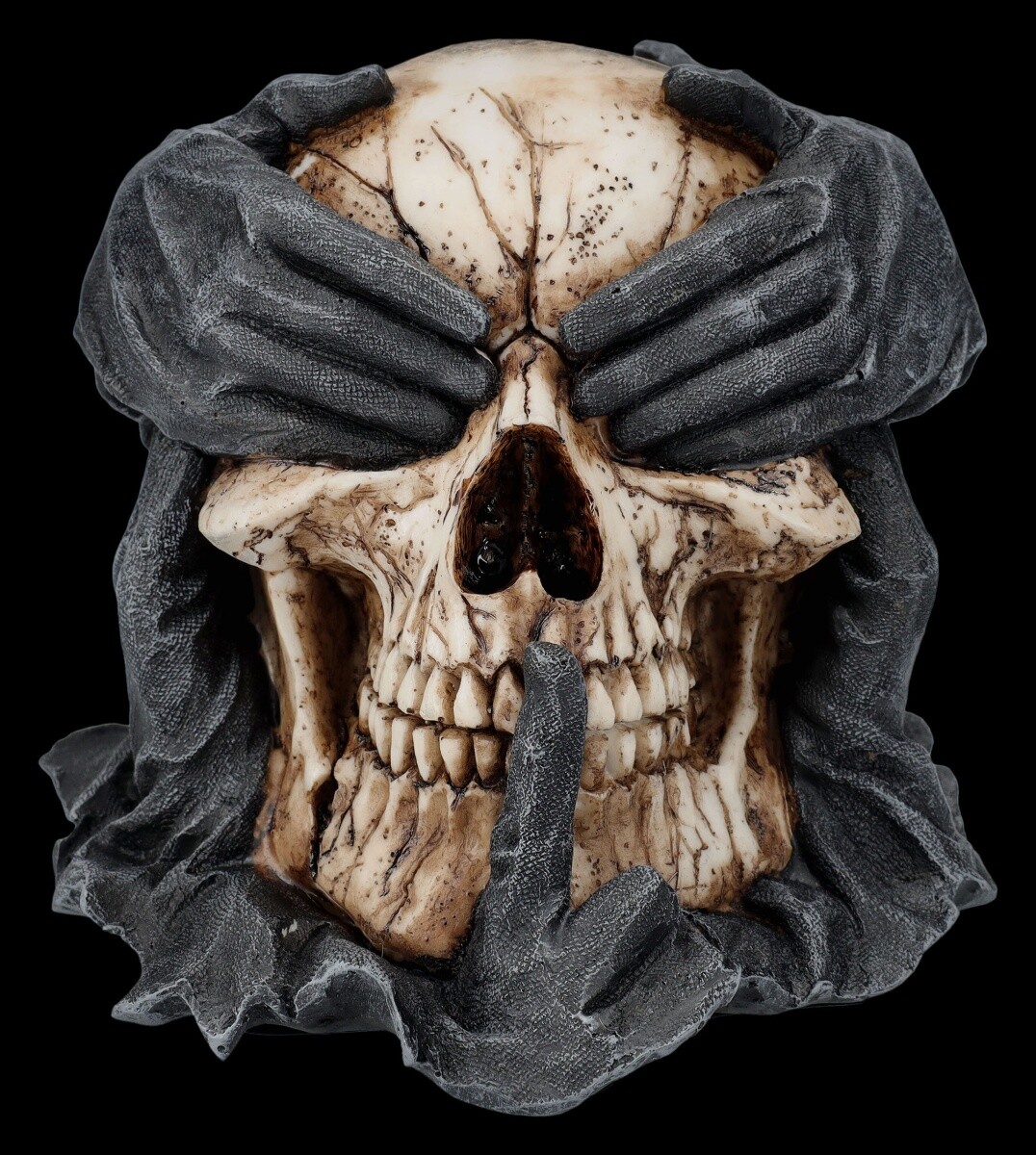 Skull Figure - Nothing Evil By Spiral - Gothic Halloween Skull Decor 13 Cm