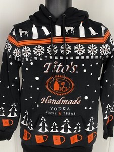 Menâs Titoâs Handmade Vodka Austin Texas Black Christmas Hoodie Sweatshirt - XS | eBay