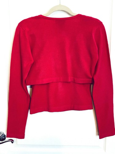 BCBG MAXAZRIA Hot Pink Embroidered BEADED Sequined CROPPED SWEATER SET - S - Bild 9 von 10