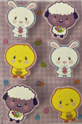 EASTER ANIMAL Spring-Up Stickers(6pc)AGC Bunny Chick  Eggs Colorful Sheep Pop-Up