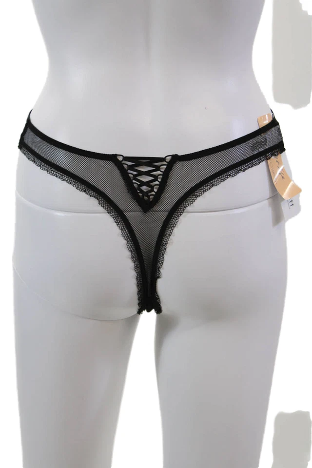 Женские трусики Lise Charmel с высокой талией кружевные сетчатые отделка стринги черные размер 14 - Изображение 3 из 4