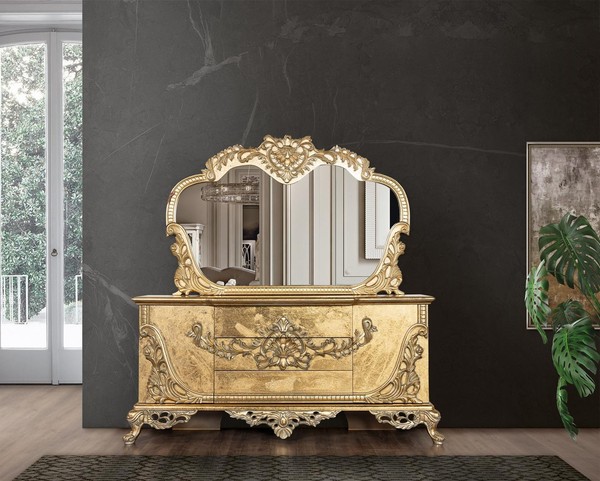 Set Kommode Spiegel Garnitur Kommoden Holz Gruppe Sideboard MöBel Barock-image