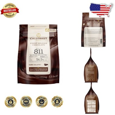 Belgian Dark Chocolate Callets 54.5% Cocoa, 5.5 Lbs,  Semisweet Baking Chips