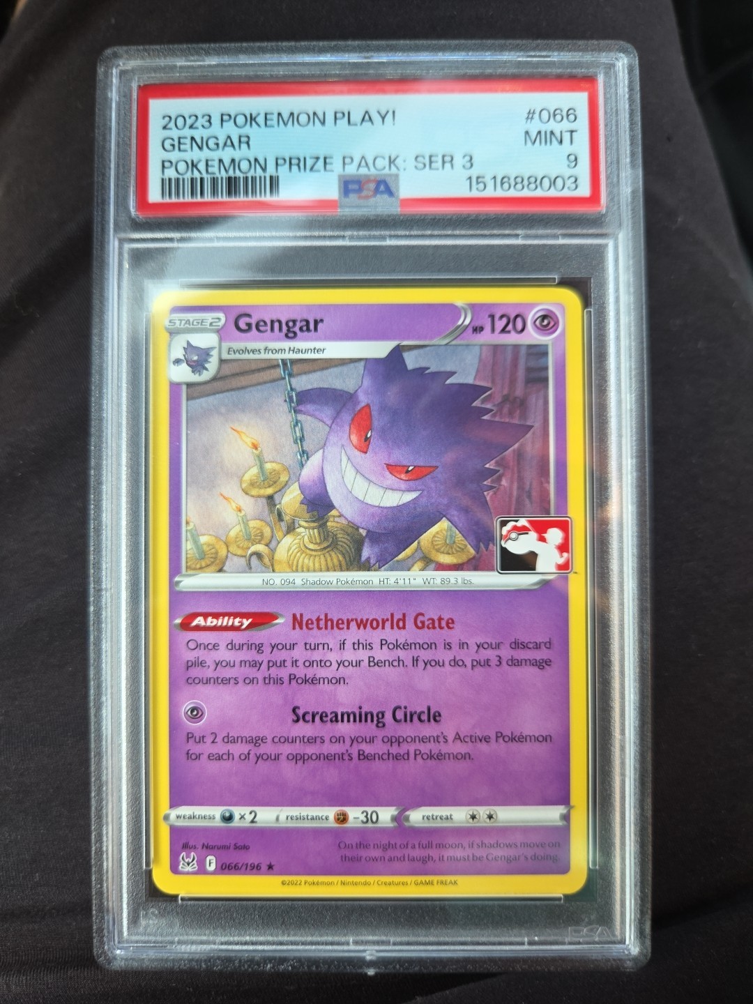 Gengar 066/196 - PSA 9 - Pokemon Prize Pack PLAY! Stamp Promo Card
