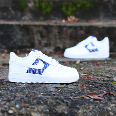 Air Force One Low Blue Bandana Sneaker Custom Hand crafted