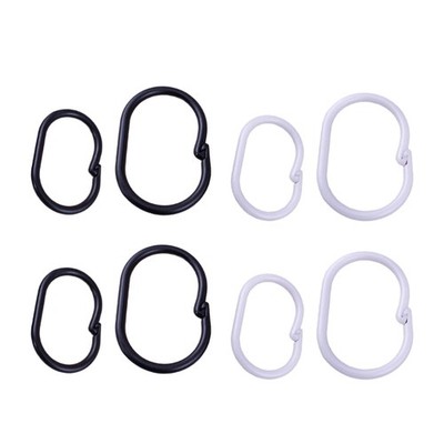 Shower Curtain Rings Rusts Resistant Plastic Hooks For Bathroom Rods Snap Lock
