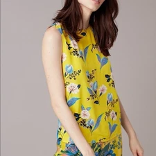 Diane von Furstenberg Floral Silk Top Size Small Multicolor Sleeveless Summer