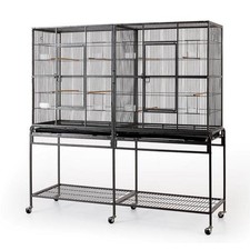 Double Flight Bird Cage w/ Divider for Canary Parakeet Cockatiel Lovebird Finch