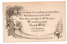 Christmas Card We Send You Just Good Will C J Compton Dannebrog Nebraska