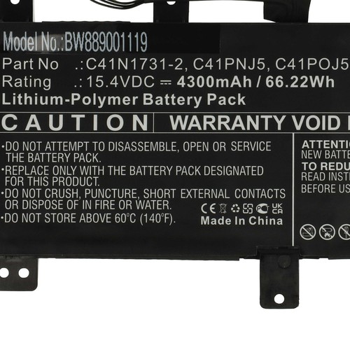 Batterie remplace Asus 4ICP5/70/81 C41N1731-2 CA436981G C41PNJ5 C41POJ5 4300mAh - Photo 5/9