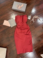 House of CB Anja wine satin corset midi dress size small red women  s