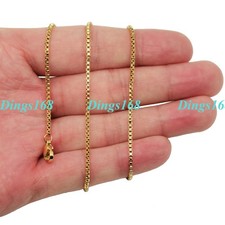 Designer Inspired Real 18K Yellow Gold Filled1.5mm Thin Box Chain Necklace C048Y