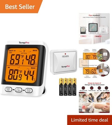 Indoor Outdoor Thermometer Wireless, 500 ft Outside Thermometer with Cold-Res...