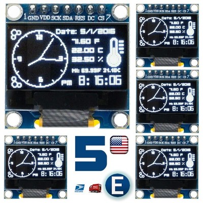 5pcs 0.96  SPI Serial 128X64 OLED LCD LED Display Module WHITE SSD1306 Arduino