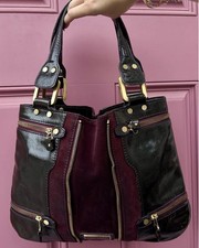 Jimmy Choo Mona Tote Black & Purple Calfskin ...