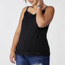 Cato Black Lace Trim Cami Top Women’s Size 26/28W Closet Staple Career